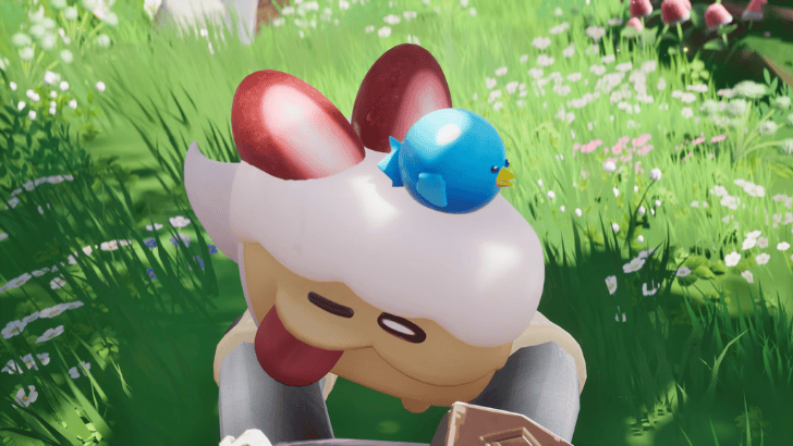 CookieRun: NewWorld Cake Hound with a Blueberry Bird on its head