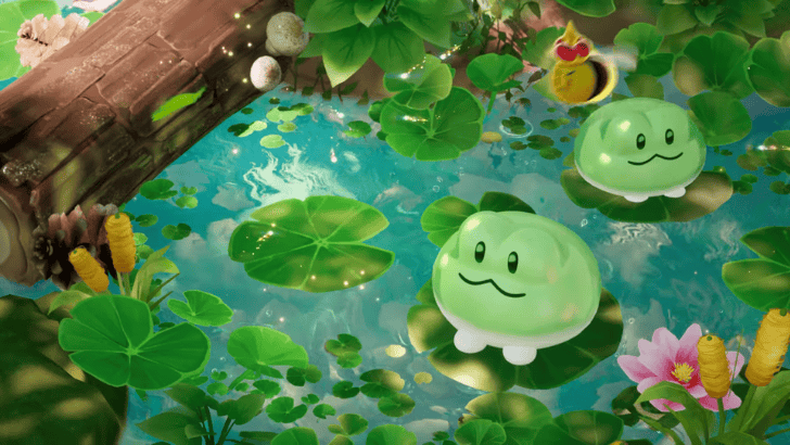 CookieRun: NewWorld colored frogs on lily pads