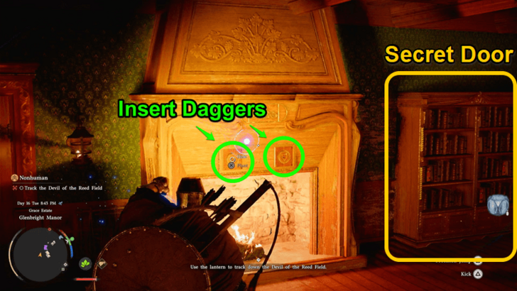 Step 7 - Insert Daggers Above the Fireplace