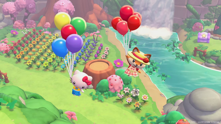 Hello Kitty Island Adventure Flying Using Balloons