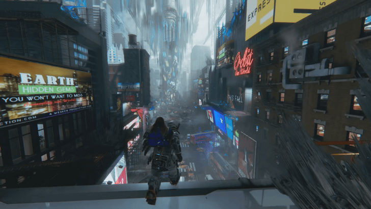 Pragmata world view that resembles an AI-generated city