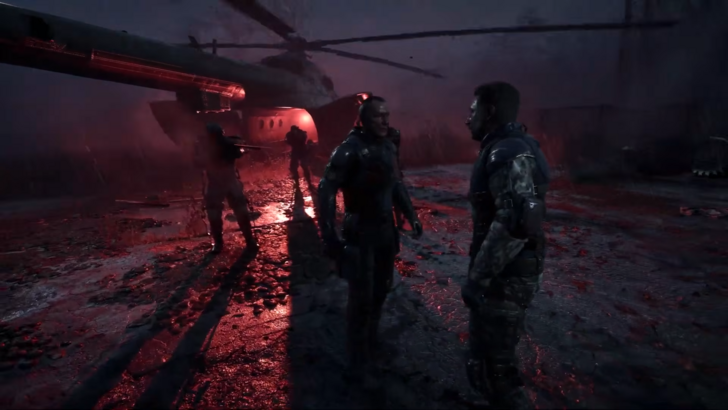 STALKER 2 cost of hope three figures next to a helicopter