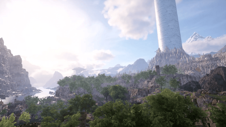 Rocky terrains in Aincrad with trees