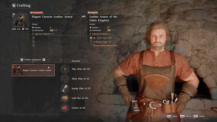 Craft the Elegant Carmine Leather Armor