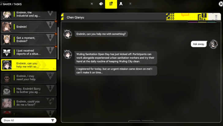 Arknights Endfield - Cleanse and Rinse - Chen Qianyu Messages Endmin