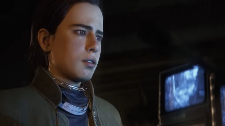 A close up of Celeste looking at a screen