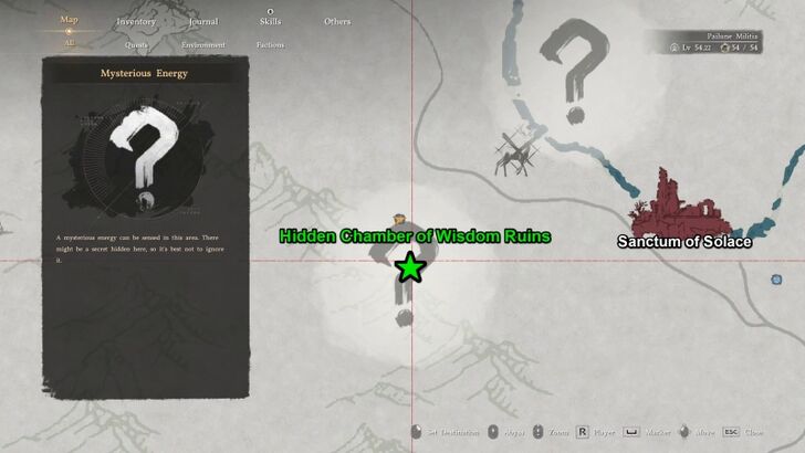 Hidden Chamber of Wisdom Ruins Map