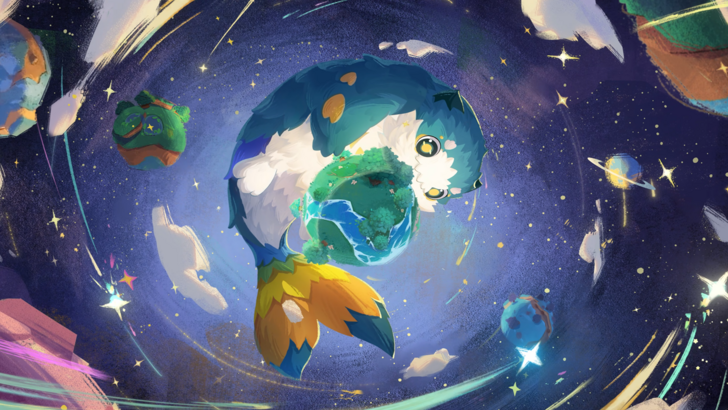 Petit Planet Giant Whale-like creature hugging a planet