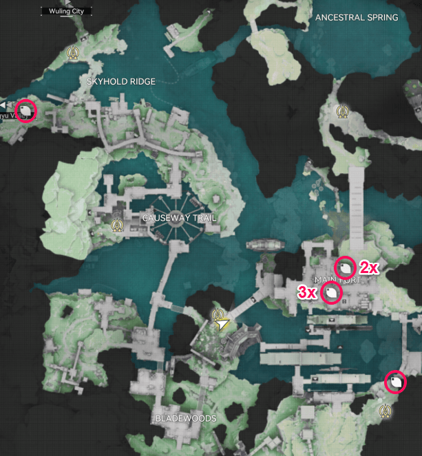 Qingbo Stockade Dried Slug Locations