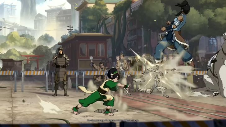 Avatar Legends: The Fighting Game Toph fighting Korra