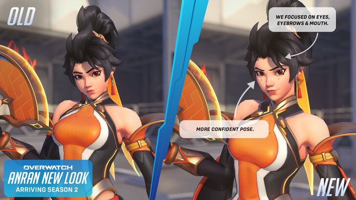 Overwatch Anran Before and After Redesign