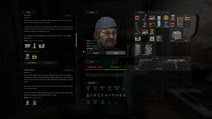 Generalist Trader Menu Screen