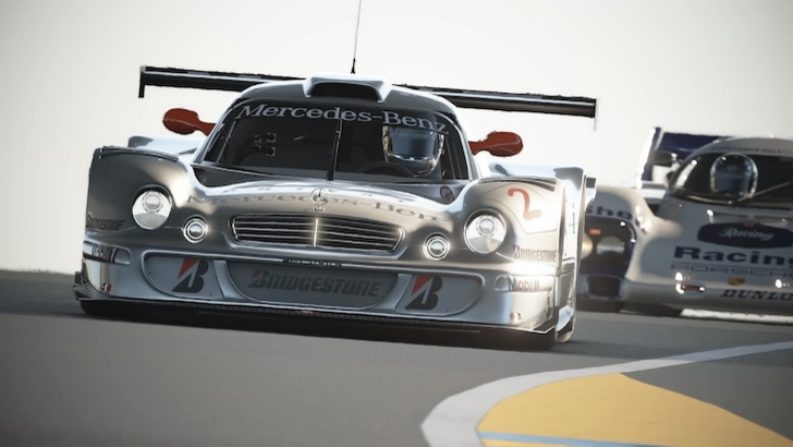 Mercedes-Benz race car leading the race