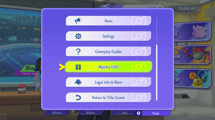 Mystery Gifts in the Submenu