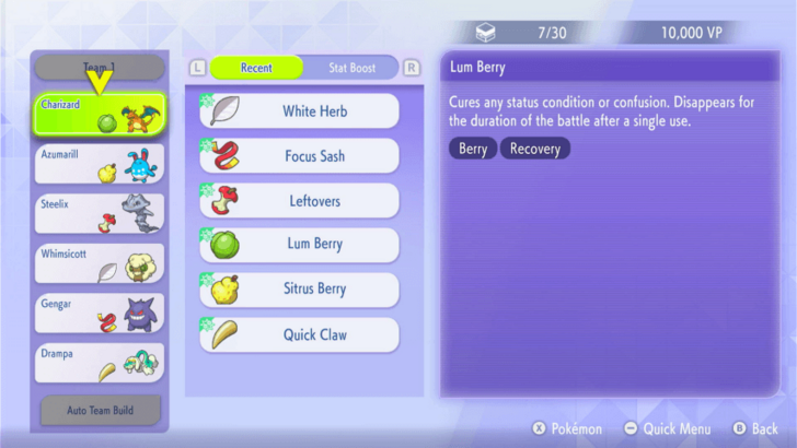 Pokemon Champions - Starting Held Items