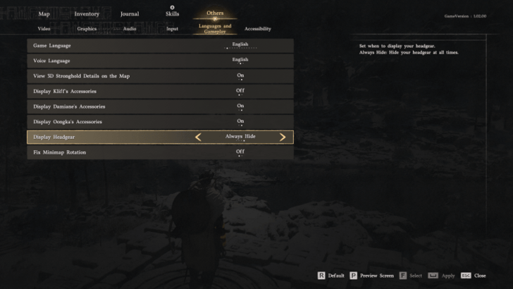 Hide Helmet via Display Headgear