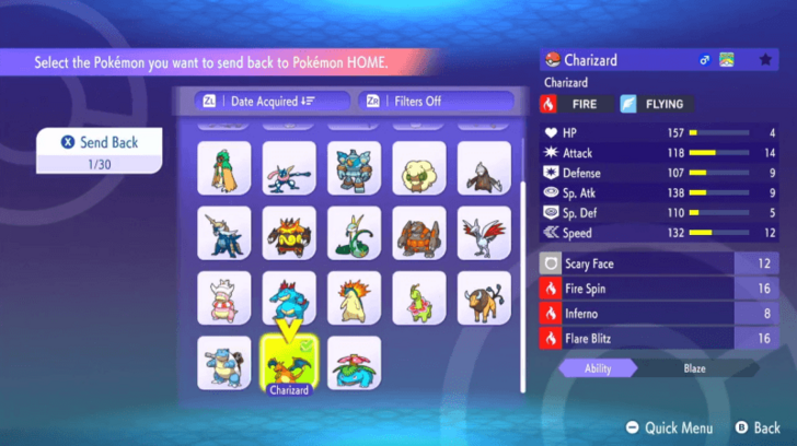Returning a Pokemon to HOME