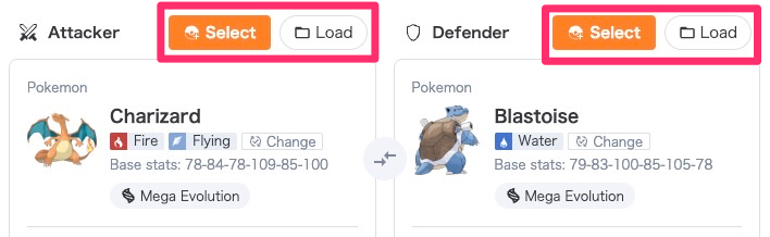 Pokemon Champions Damage Calculator 1 Select or Load