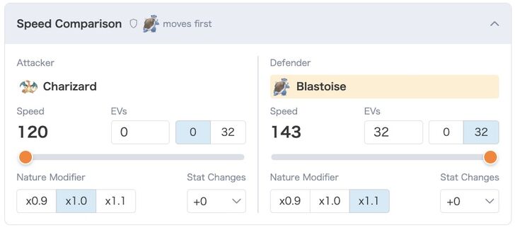 Pokemon Champions Damage Calculator 7 Speed Comparison