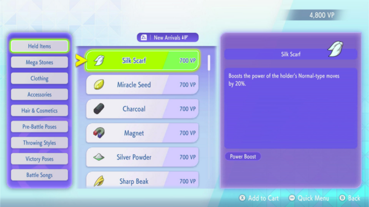 Pokemon Champions - Held item in Shop