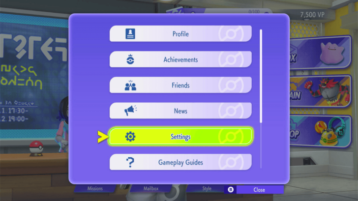 Settings in the Submenu