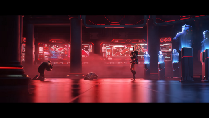 Vendetta defeating Doomfist in the Reign of Talon animation