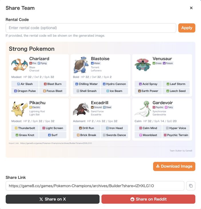 Pokemon Champions Team Builder 4 Share Team