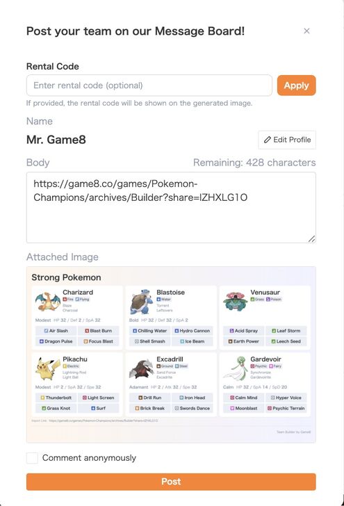 Pokemon Champions Team Builder 5 Post Team