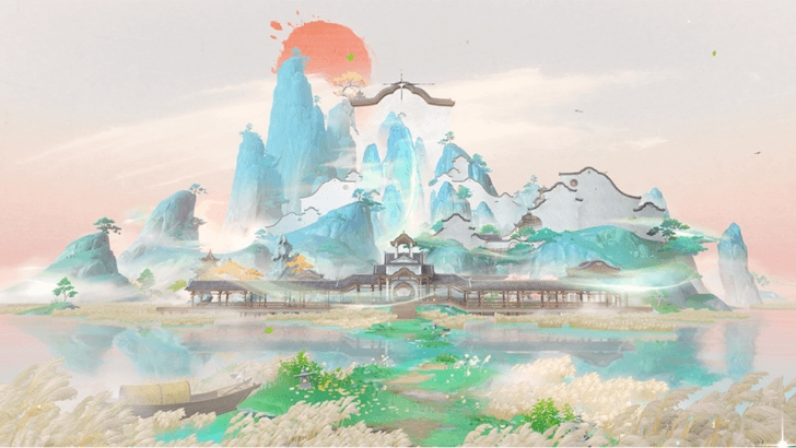 Genshin - Temple of Space Viewpoint - Amidst the Ink-Tinged Mist