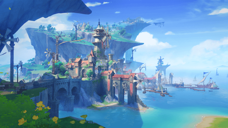 Genshin - Dornman Port Viewpoint - The Harbor Where a Thousand Winds Converge