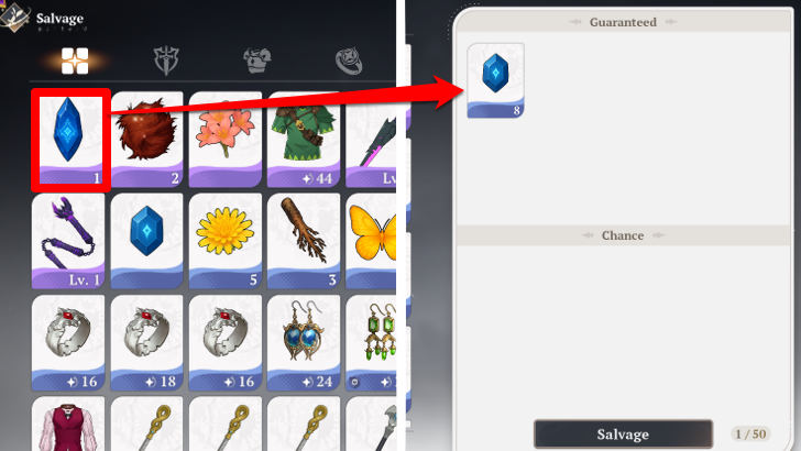 Salvage Higher-Tier Fragments Into Lower-Tier