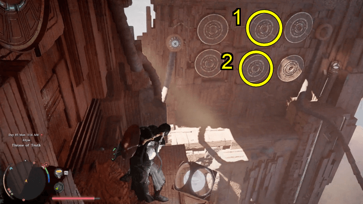 Push the Buttons on the Backmost Wall