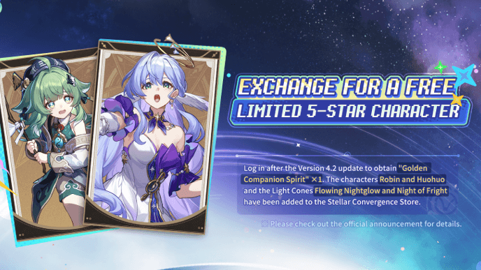 HSR 4.2 Events - Free 5 Star Huohuo and Robin