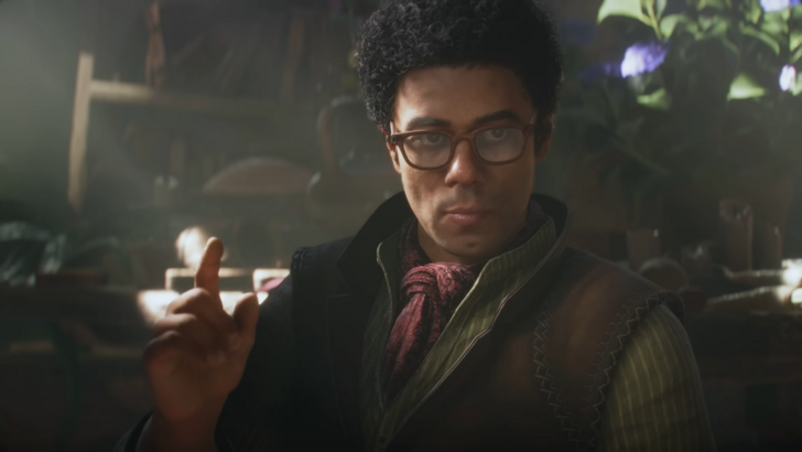 Dave the Giant wearing glasses sitting down