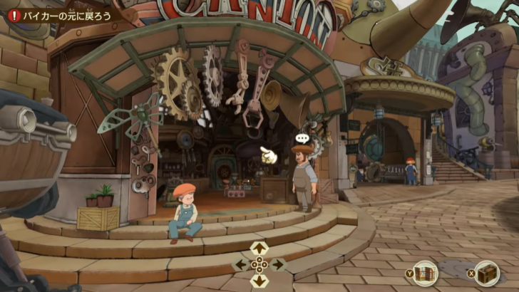 Professor Layton and the New World of Steam workshop with two citizens hanging around