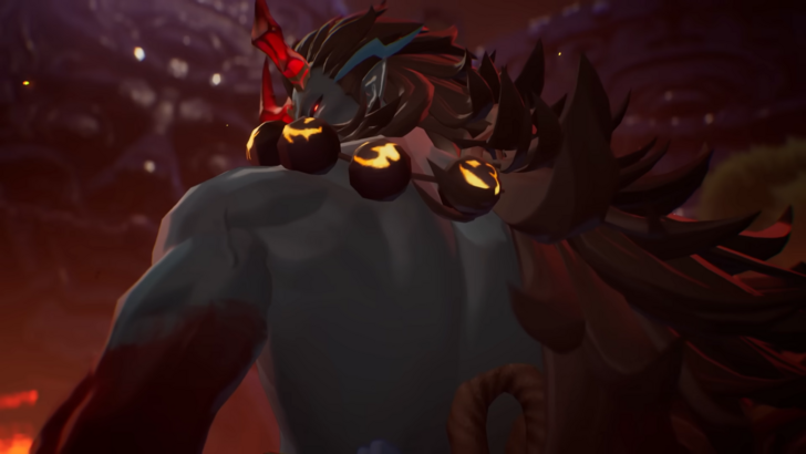 Mongil Star Dive, a large man with red hair and dark skin eyes the camera menacingly
