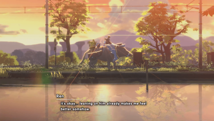 Ren, Eugene, Elderly Goat, Dog, and Boar Spirits Walking Under the Setting Sun