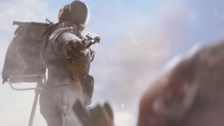 Raider aiming a weapon at someone on the ground