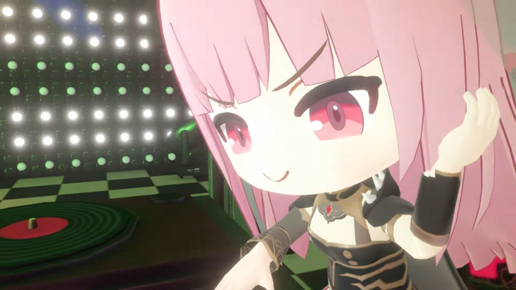 anime girl with pink hair and pink eyes