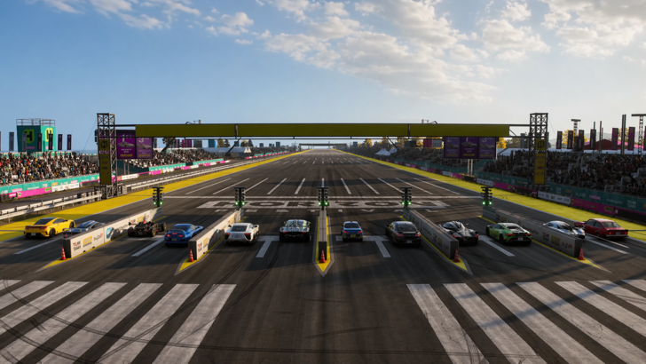 Forza Horizon 6 Cars lined up on the starting grid at a racing event