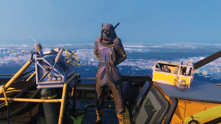 Tides of Tomorrow Delta Agent player skin standing on Delta Agent boat