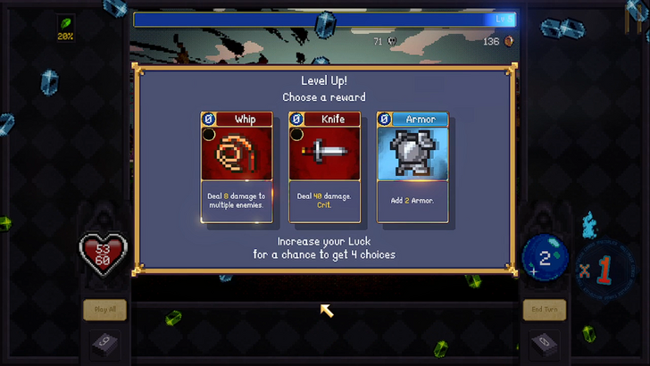 vampire crawlers level up screen