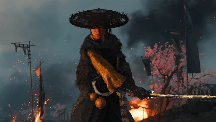 Ghost of Yotei Atsu wielding her katana