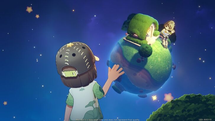 Player Character Waving To Another Player On Another Planet