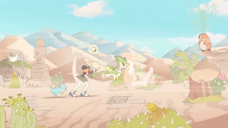 Character in a desert region with Lumis