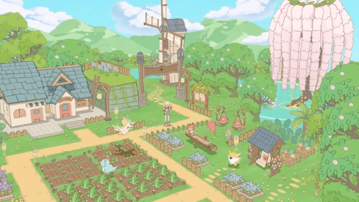 Overview of a farm and home area featuring crops, buildings, and Lumis