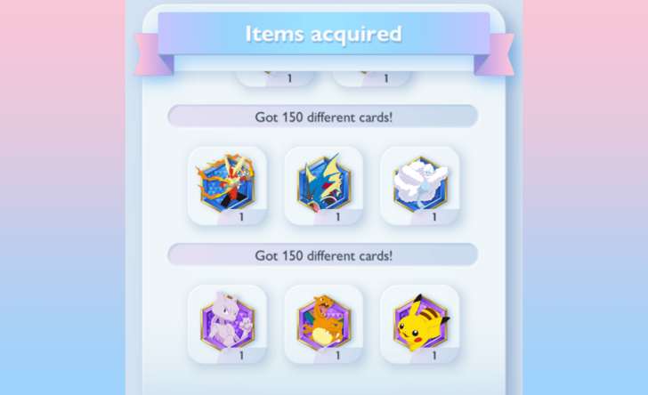 Emblems for Getting 150 Different Cards