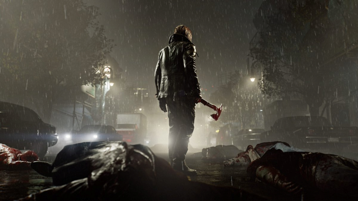 re9 leon with a hatchet pile of bodies