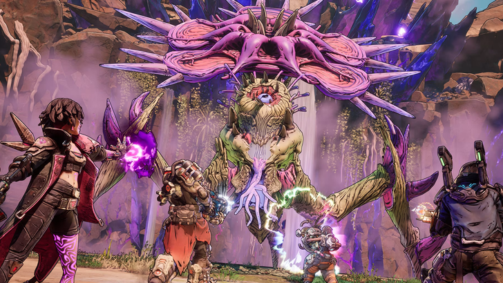 Bloomreaper fighting Vault Hunters