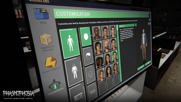 Phasmophobia character customization menu